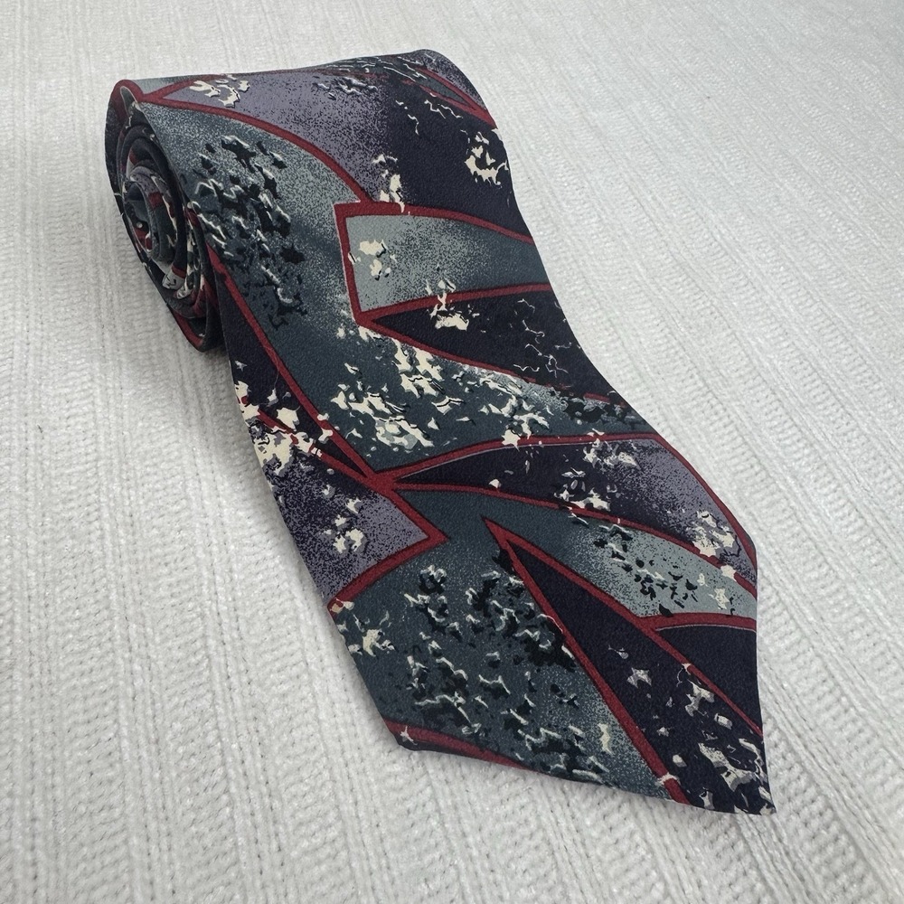 Vintage Christian Dior Paris Monsieur Blue‎ Brown Floral Paisley Silk Neck Tie
